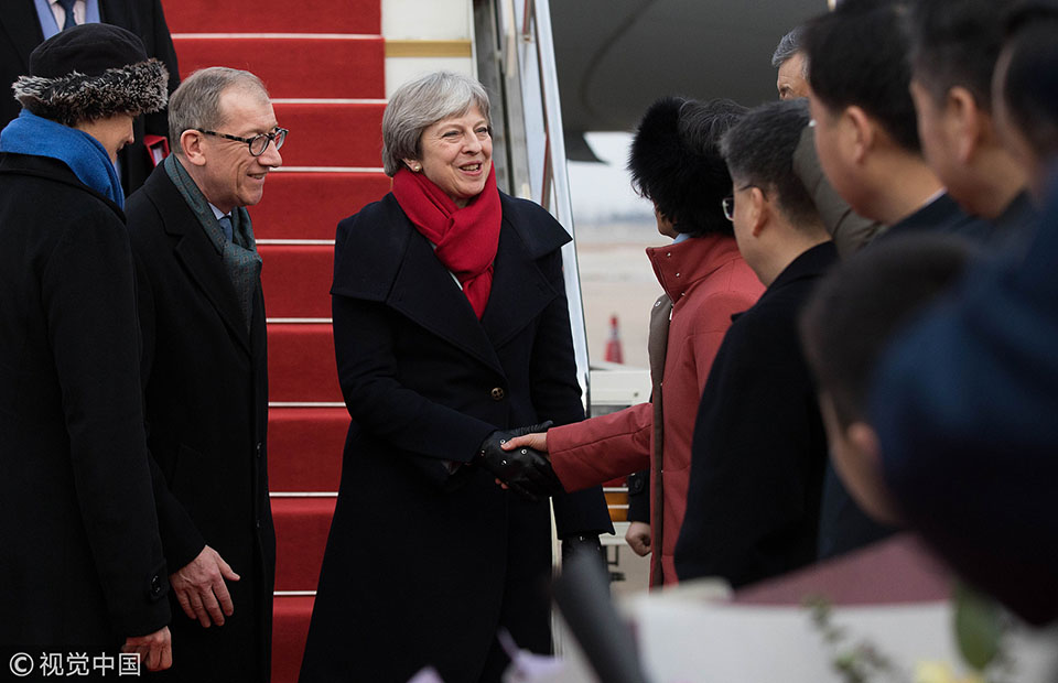 英国首相特蕾莎·梅抵达武汉 开始访华行程