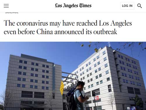 新冠病毒或早在去年12月就已存在于洛杉矶